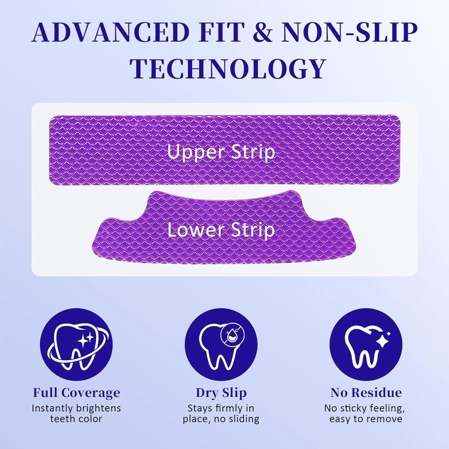 Purple Whitening Strips, Teeth Whitening Strips Removes Yellow Stains & Bad Breath, Enamel Safe for Sensitive Tooth, Whitens Teeth, Tooth Whitener with Non-Slip, Dry Strip Technology (1, S)