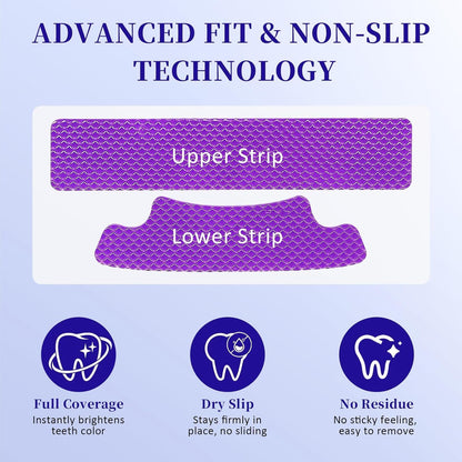 Purple Whitening Strips, Teeth Whitening Strips Removes Yellow Stains & Bad Breath, Enamel Safe for Sensitive Tooth, Whitens Teeth, Tooth Whitener with Non-Slip, Dry Strip Technology (1, S)