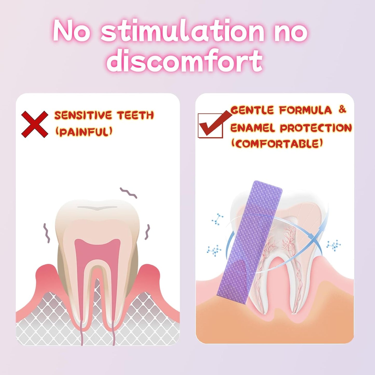 Purple Whitening Strips, Teeth Whitening Strips Removes Yellow Stains & Bad Breath, Enamel Safe for Sensitive Tooth, Whitens Teeth, Tooth Whitener with Non-Slip, Dry Strip Technology (1, S)