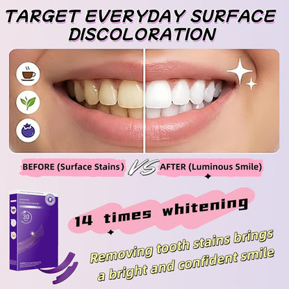 Purple Whitening Strips, Teeth Whitening Strips Removes Yellow Stains & Bad Breath, Enamel Safe for Sensitive Tooth, Whitens Teeth, Tooth Whitener with Non-Slip, Dry Strip Technology (1, S)