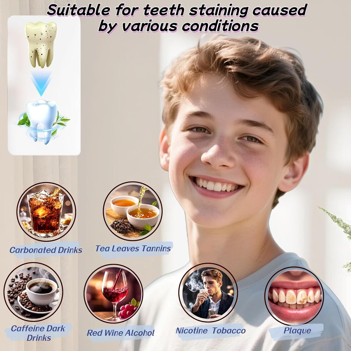Purple Whitening Strips, Teeth Whitening Strips Removes Yellow Stains & Bad Breath, Enamel Safe for Sensitive Tooth, Whitens Teeth, Tooth Whitener with Non-Slip, Dry Strip Technology (1, S)